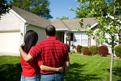 Couple looking at their new home